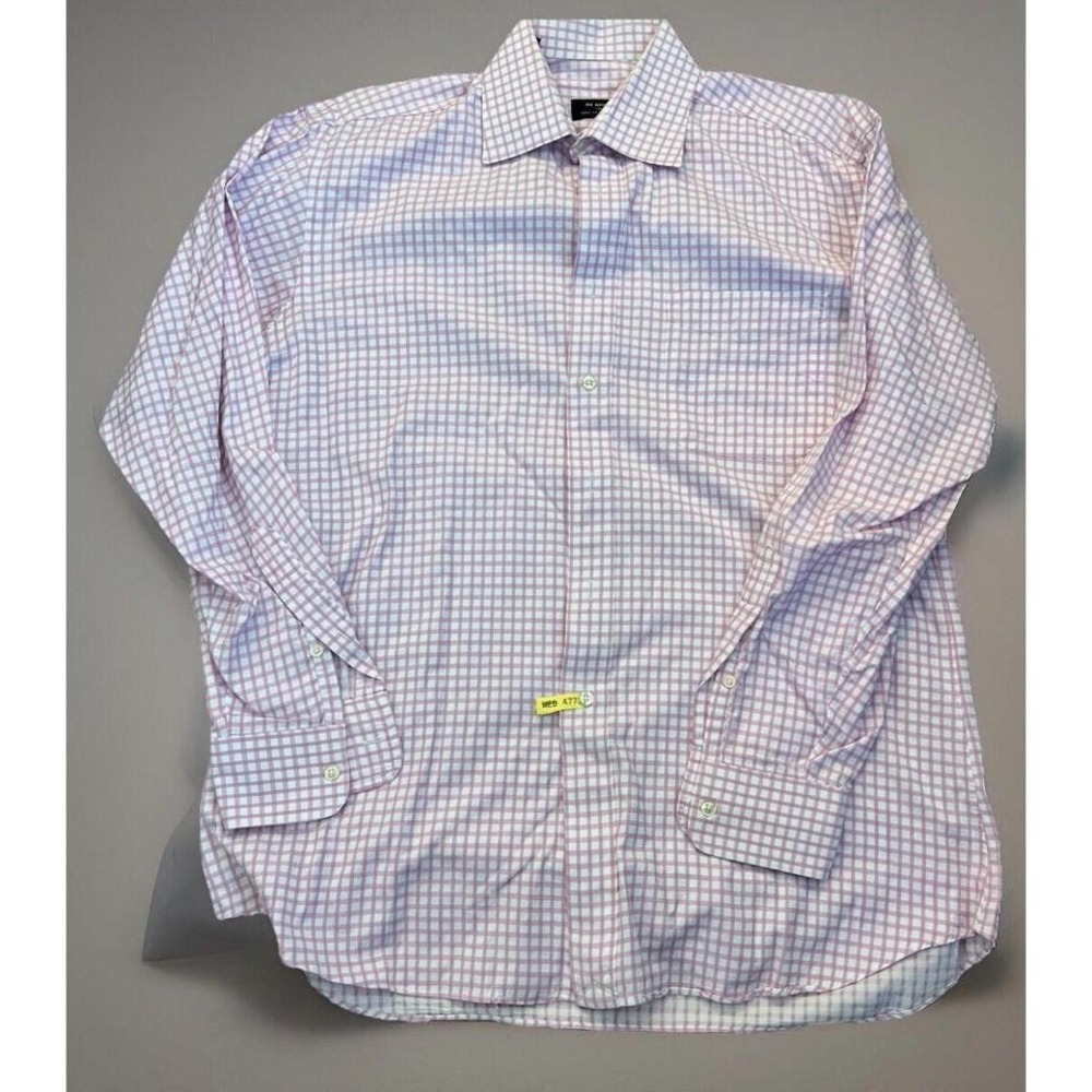 Mens IKE Behar‎ New York 16-34 Pink Squares Button Up Shirt Long-sleeve
